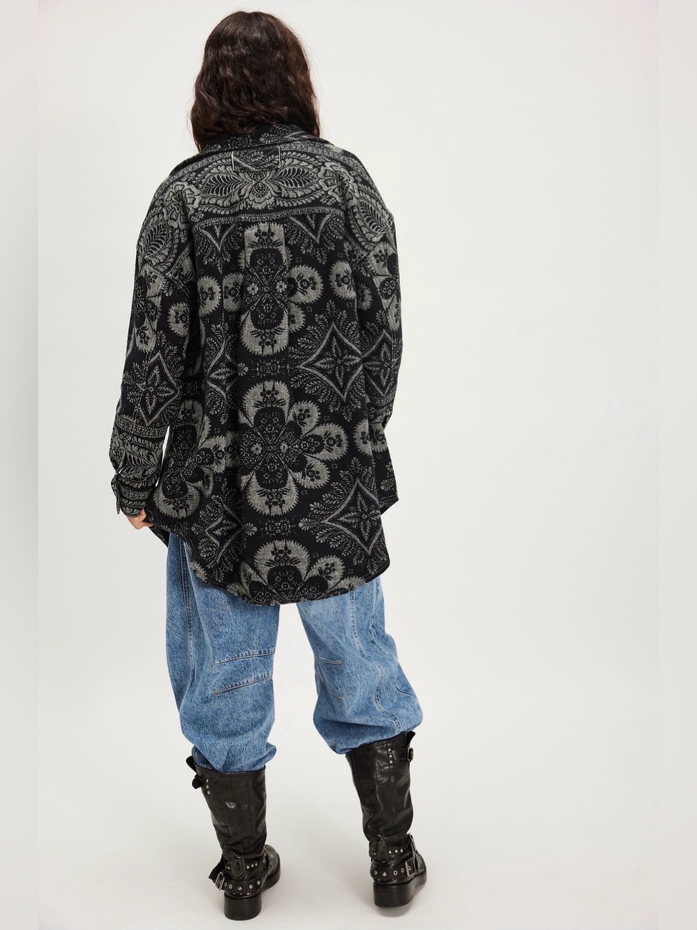 Free People We The Free London Fog Jacquard Shirt NWT Size XS - Picture 4 of 7